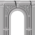 European-style Carved Curved Shape Pass Entrance Averway Balcony Arched Door Cover Wraped Edge Decoration European-style French Classical Style White Wedding Castle Props Components 3d model