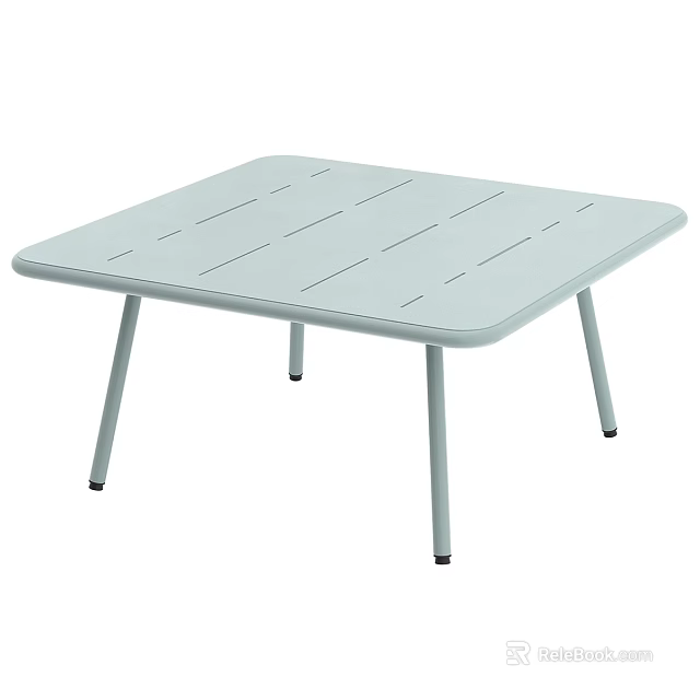 Modern Coffee Table With Light Blue Slatted Top And Thin Metal Legs 3d model 