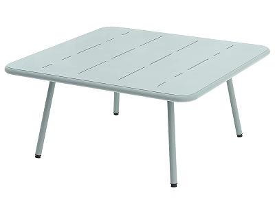 Modern Coffee Table With Light Blue Slatted Top And Thin Metal Legs 3d model
