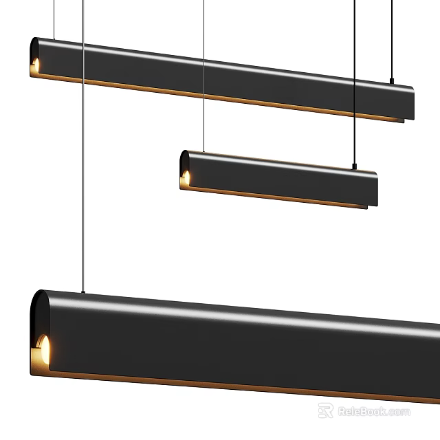 Modern Black Linear Pendant Lights With Warm Glow For Interior Decor Design 3d model