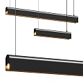 Modern Black Linear Pendant Lights With Warm Glow For Interior Decor Design 3d model