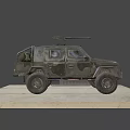 Military Style Armored Off Road Vehicle With Camouflage Paint And Roof Mounted Machine Gun
