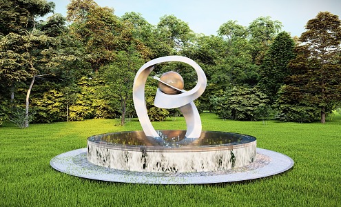 Modern City Sculpture Abstract Waterscape Sculpture 3d model