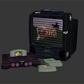 Vintage Gaming Console Displaying The Legend of Zelda With Game Controller And Cartridges