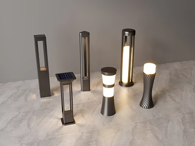 Modern Outdoor Lights With Various Designs Solar Powered LED Lighting For Garden 3d model