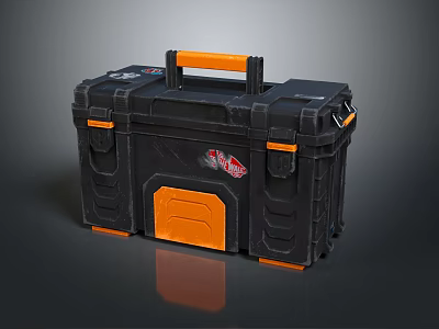 Black Toolbox With Orange Handle And Sturdy Design For Secure Tool Storage 3d model