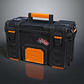 Black Toolbox With Orange Handle And Sturdy Design For Secure Tool Storage