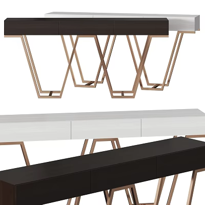 Modern Dining Table With Gold X Shaped Metal Legs And Storage Drawers 3d model