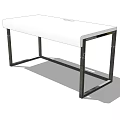 Modern Desk With White Tabletop And Black Metal Frame Design