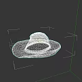 Brown Wide Brim Hat With White Zigzag Trim On Black Background 3d model