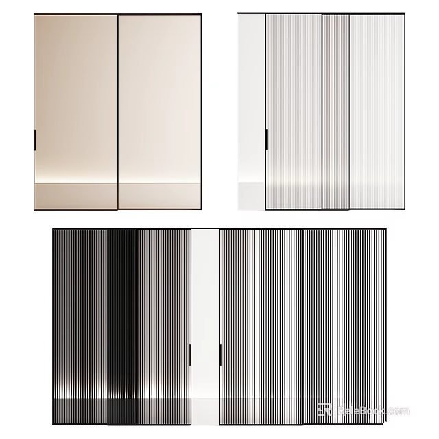 Stylish Decorative Panels with Beige White Black Gray and Vertical Stripes Design 3d model 