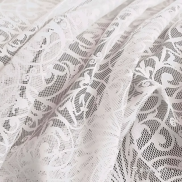 White Floral Lace Fabric With Intricate Pattern And Delicate Texture 3d model 