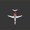 Red And White Small Jet With Silver Wings On Gray Background With Reflection 3d model
