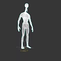 3D Monstrous Humanoid Creature Model With Skeleton Head Emaciated Body And Bloodstained Skin