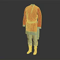 Traditional Costume With Red Top Blue Belt Cuff Details Beige Pants And Red Boots