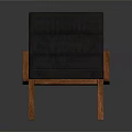 Single Sofa With Wooden Armrests And Dark Cushion In Simple Design