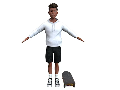 Cartoon Boy Anime Character Cartoon Character African Black Boy Middle School Child Western Black African Little Boy Foreign Boy 3d model