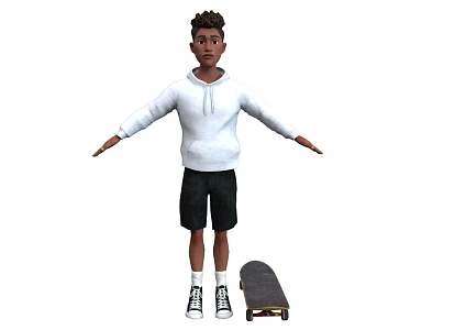Cartoon Boy Anime Character Cartoon Character African Black Boy Middle School Child Western Black African Little Boy Foreign Boy 3d model