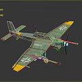 Detailed Green Model Airplane With Propeller And Yellow Wing Tips White Cross Symbols