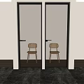 Modern Interior Hinged Doors With Glass Vertical Stripes And Black Frame 3d model
