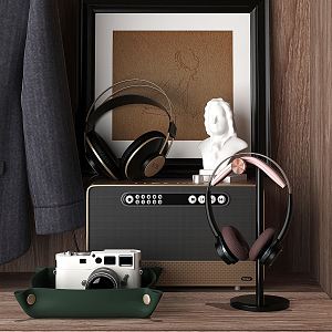 Modern Headphone Speaker Camera Combination Sculpture Ornaments Hanging Painting Decorative Painting 3d model