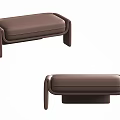 Modern Brown Leather Ottomans For Living Room Interior With Simple Design 3d model