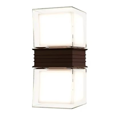 Modern Design Glass Wall Lamp With Brown Metal Accent And Transparent Shade 3d model