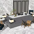 Modern Public Chairs In Lobby With Marble Floor Tables Lamps And Plants