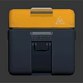 Sturdy Yellow And Gray Utility Storage Box With Caution Label And Secure Handles 3d model