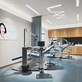 Modern Dental Clinic Interior With Dental Chairs Equipment And Wooden Cabinets