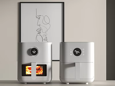 Modern White Kitchen Appliances With Digital Display And Sleek Design For Home Kitchen 3d model