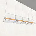 Modern Linear Chandelier With Metal Frame And Transparent Elements Hanging From Ceiling 3d model