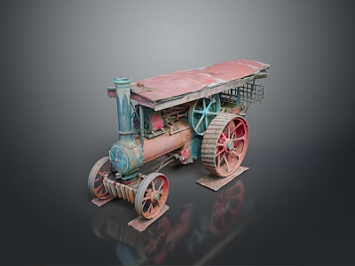 Vintage Steam Train Model With Red And Blue Metal Wheels And Retro Design 3d model