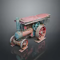 Vintage Steam Train Model With Red And Blue Metal Wheels And Retro Design