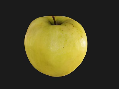 Fresh Yellow Apple Fruit Isolated on Black Background with Natural Shine 3d model