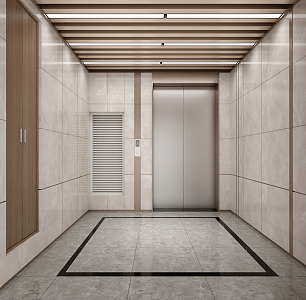 modern elevator hall 3d model