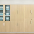 Modern Office Bookcase Design With Glass Doors Wooden Cabinets And File Storage