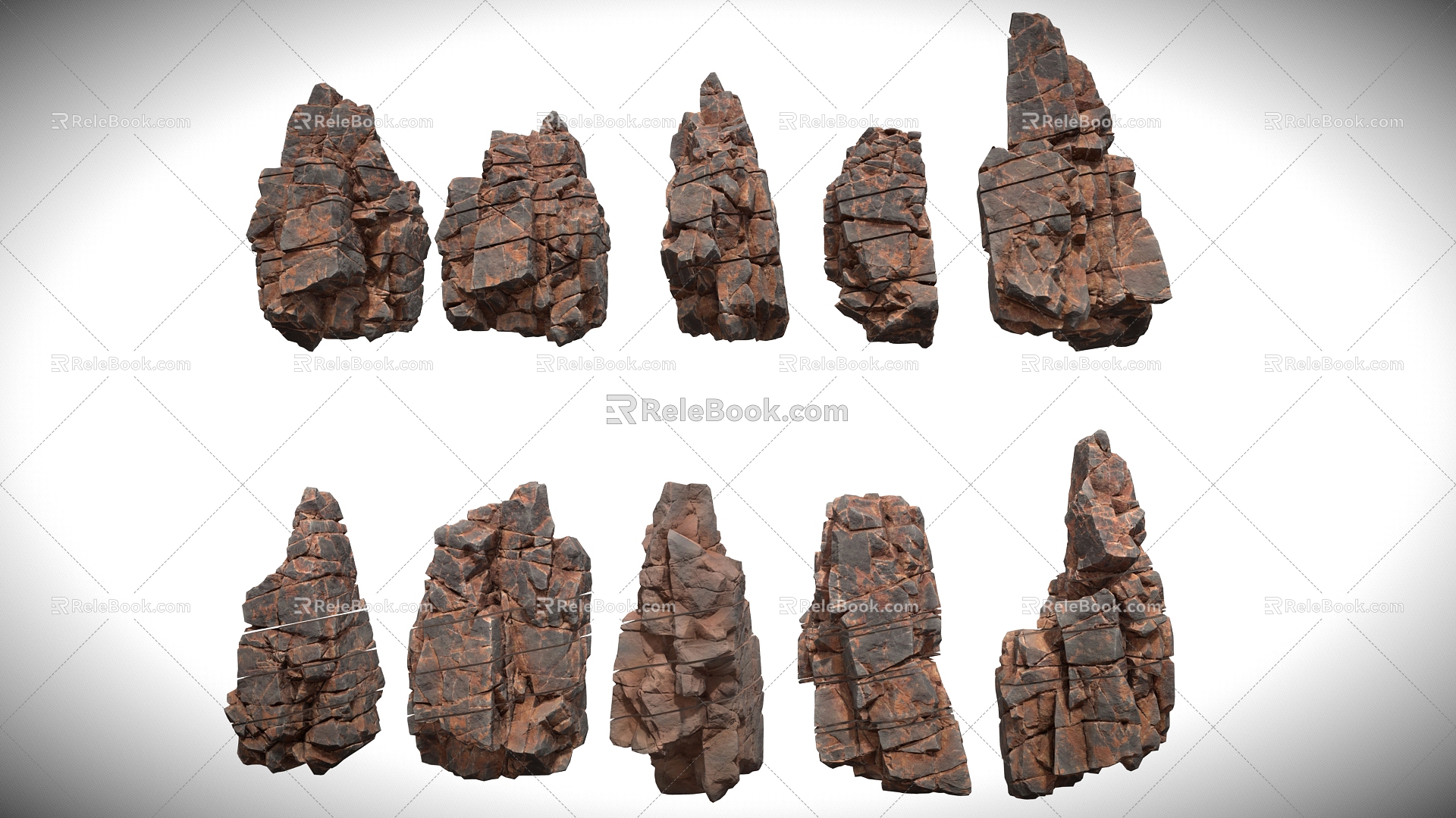 Rock Stone Block Modular Rocks Reef Stone Cliff Boulders Low Poly Desert Cliff Modular Rocks 3d model