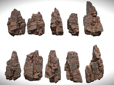 Unique Natural Stone And Wood Pieces Featuring Textured Surfaces For Home Decor 3d model