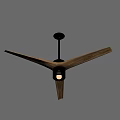 Modern Wooden Blade Ceiling Fan Chandelier With Black Metal Frame And Light