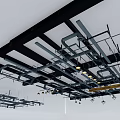 Modern Ceiling Metal Frame Structure with Grid Design and Installation Framework 3d model
