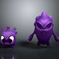 Two Purple Creature Characters With Big Eyes Small And Large Bodies Featuring Tentacles And Limbs
