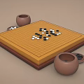 Traditional Go Board Game Entertainment with Black and White Stones and Bowls