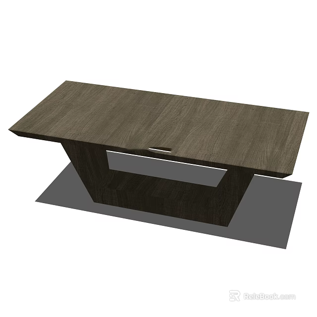 Modern Wooden Coffee Table With Rectangular Tabletop And Geometric Support Base 3d model 
