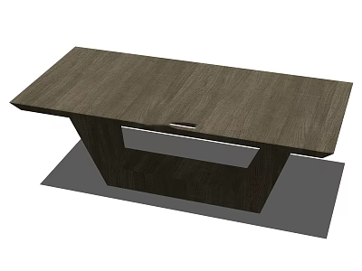Modern Wooden Coffee Table With Rectangular Tabletop And Geometric Support Base 3d model