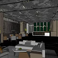 Modern Hotel Public Lounge Area With Sofas Armchairs Coffee Tables Plants And Lighting