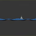 Red Water Vessel With Upper Structure And Antennas Sailing On Blue Water