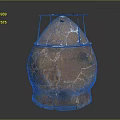 Rustic Ceramic Vessel With Cracked Surface And Metal Top Frame Structure