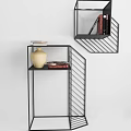Modern Metal Wire Frame Wall Shelving Units With Vase And Books For Home Decor