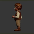 3D Character Model With Red Curly Hair Green Vest White Shirt Brown Pants And Boots